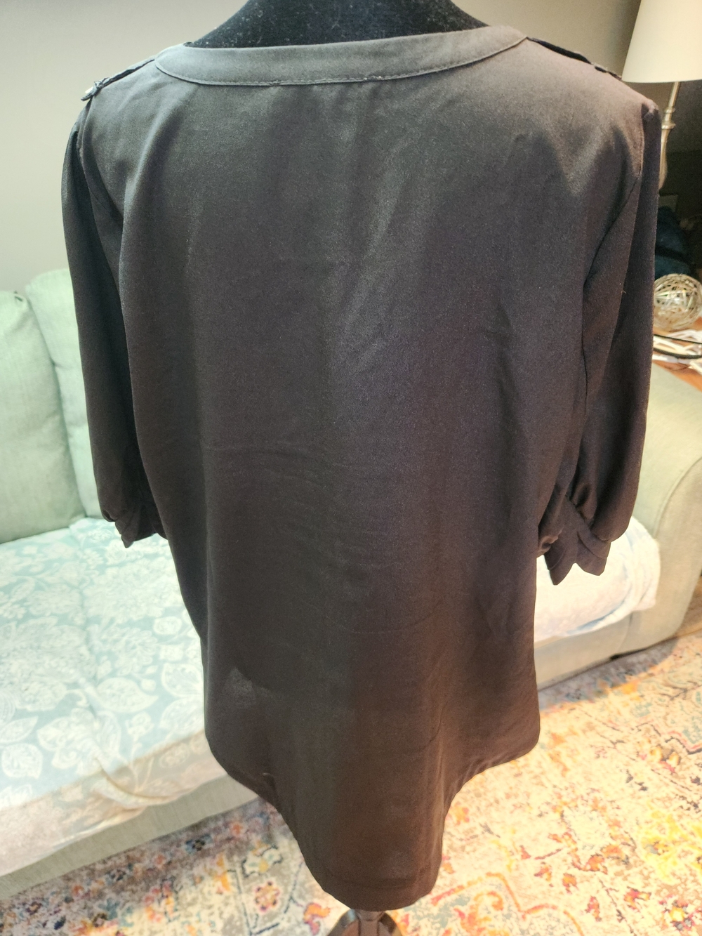 41 Hawthorn Stitch Fix Black Split V-Neck Button Tunic Blouse XL Good Condition - Picture 5 of 5